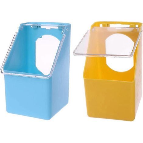 Set mit 2 dicken, hängenden Taubenfuttertrögen, einfache Multifunktionsschale, Haustierzubehör – 14,00 x 8,50 x 8,00 cm – Blau (1/4)