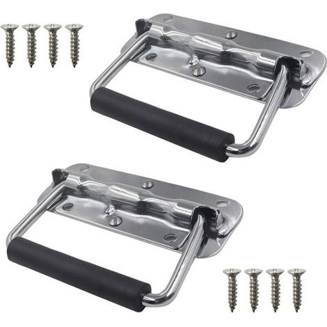 Federbelastete Griffe – ideal für maßgefertigte Gehäuse und Boxen, z. B. Lautsprecherboxen – 2er-Set, silber, 100 mm (1/5)