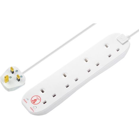 Masterplug Extension Lead 240V 4-Gang 13A White (1/2)