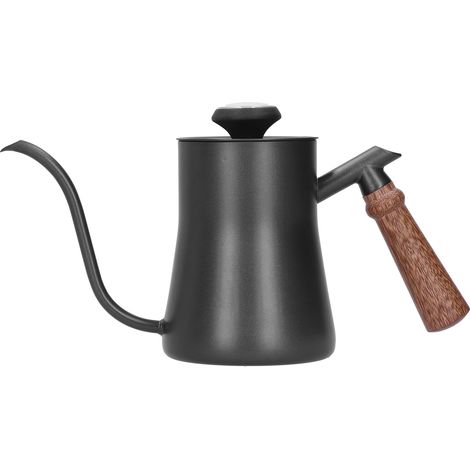 Caffettiera da 650 ml in acciaio inox con beccuccio lungo e stretto e termometro, colore nero.