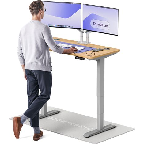 Desktronic Bureau assis debout HomePro - 120x60cm - Gris/Chêne