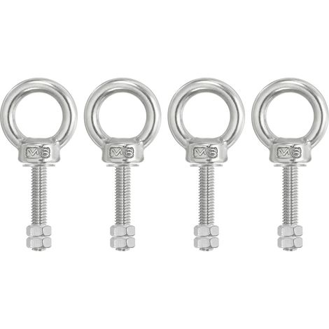 Boulons d'Œil d'Épaule de Levage 4 Pcs M6x40 Acier Inoxydable 304 Anneau d'Épaulement de Boulon à Œil à Vis Filetée avec Écrous Doubles Fixés pour Levage Suspendu (1/5)