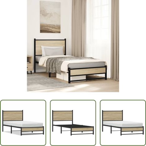 Metallbettgestell - Metallbett ohne Matratze Sonoma-Eiche 80x200 cm (1/5)