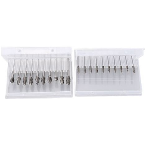 Lot de 20 Fraises Carbure Tungstène Double Coupe Tige 3,17mm pour Gravure Menuiserie Polissage Compatible Dremel (1/5)