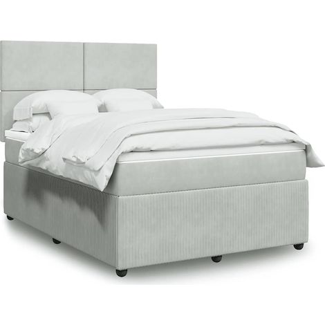 Boxspringbett mit Matratze Hellgrau 140x200 cm Samt (1/5)