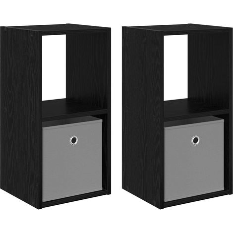 Maison Exclusive - Comodino con cassetto 2 pcs Rovere Nero 30,5 x 27 x 59,5 cm
