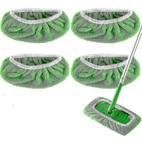 Lingettes de rechange pour balai Swiffer, lingettes de nettoyage plates et réutilisables pour une utilisation à sec ou humide, lingettes de rechange pour balai domestique pour le nettoyage des sols en (1/4)