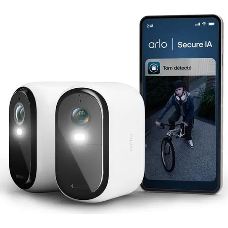 Arlo VMC3282-100EUS Caméra de sécurité extérieure WiFi sans Fil Essential 3 2K XL, Kit de 2 caméras, Autonomie de 24 Mois, Vision Nocturne Couleur, Sirène et Audio Bidirectionnel, Blanc (1/4)