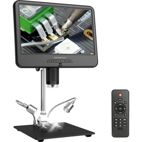 Digitalmikroskop, 10,1” LCD, 260-fache Vergrößerung, HD Foto- und Videoaufnahme, einstellbare LED-Beleuchtung für PCB-Reparatur, Löten und, 10,1 Zoll (1/2)