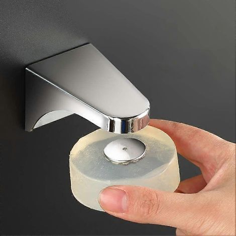 Porte-savons magnétiques blancs (lot de 2), en acier inoxydable, avec 4 couvercles, pour lavabo, cuisine et salle de bain. (1/5)