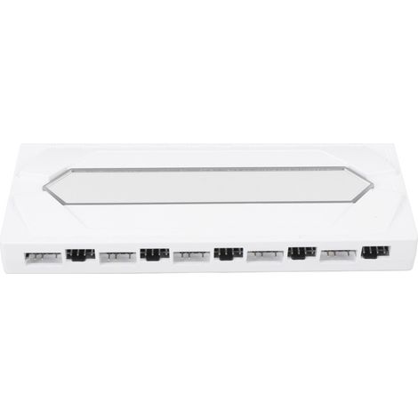 Répartiteur ARGB PWM pour ventilateurs de boîtier PC (1 à 10), port d'alimentation Serial ATA 5 V, base magnétique 3 broches, blanc. (1/5)