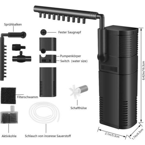 Filtre intérieur pour aquarium – 6W – 450 L/h – pompe interne (1/5)