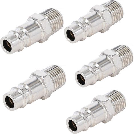 Lot 5 embouts pour raccord pneumatique euro filetage male 1/4 bsp (1/5)