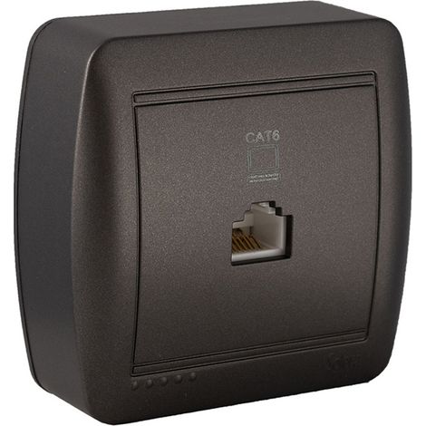 Prise RJ45 Cat 6 en saillie - Noir graphite - Solera (1/2)