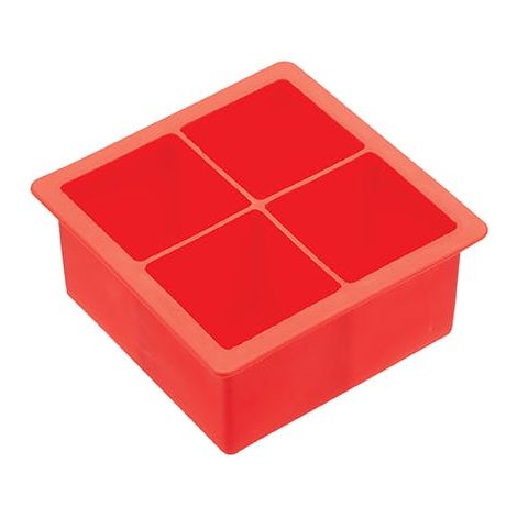 BarCraft Cubitera de Silicona Grande, Color Rojo, 11 x 11 x 4,5 cm