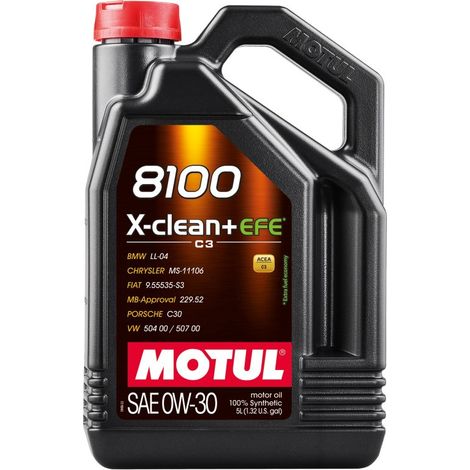 Aceite Motul 0W30 5L X-Clean+ 8100 EFE / C3 / 504.00 507.00 / LL04 / MB 229.52 / C30