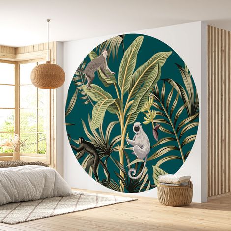 Papier peint rond / cercle - Jungle - Diamètre 50 cm (1/4)
