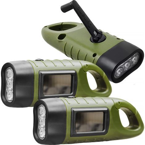 Flashlights, Hand Crank Dynamo, Solar Panel, ABS Plastic, Outdoor Camping Emergency (1/5)