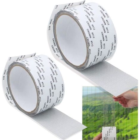 SABIR Réparation de Fenêtre,2rouleaux Ruban adhesif reparation moustiquaire Ruban adhésif en fibre de verre Réparation de fenêtre kit,pour Fenêtres Insectes (1/5)