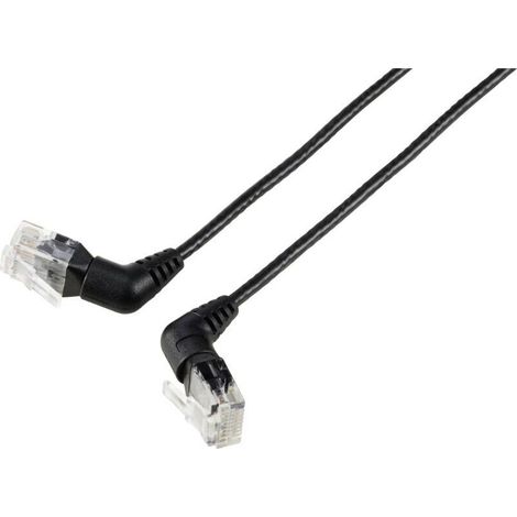 RF-6071540 RJ45 Câble réseau, câble patch CAT 6 U/UTP 0.50 m noir Contacts enfichables orientables à 360°, Câble de sortie coudé 1 pc V234473 (1/3)
