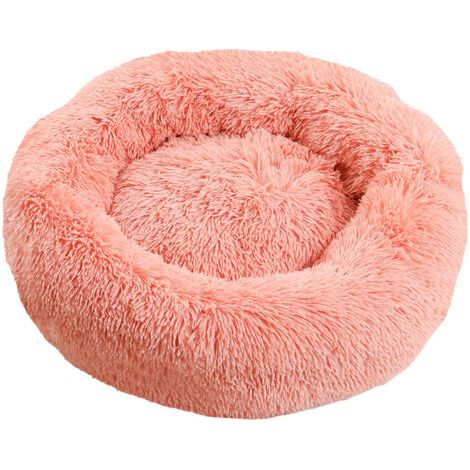 Panier Chien et Chat Moelleux Rond - Coussin Chat & Chien Moelleux Anti Stress, Lit Chat & Chien Apaisant en Peluche, Coussin Donut Lavable pour Animaux de Compagnie (S, Rose) (1/5)