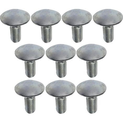 C49000 - Lot de 10 boulons de carrosserie/charrue à tête ronde à collet carré- M8x20mm - en acier zingué - DIN 603 (1/3)
