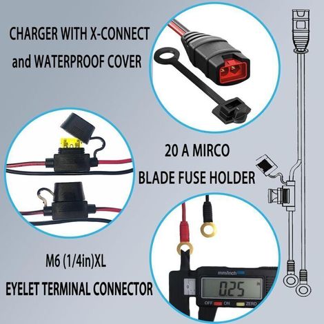 2er-Pack GC002 X-Connect, passend für NOCO-Akkuladegerätzubehör, M6 (1/4 Zoll) XL-Ösenanschluss, Smart Batteries Erhaltungsladegerätkabel (1/5)