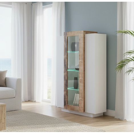 Vetrina - 7 Ripiani 3 Ante, Bianco Lucido, -, 80x38x121h cm Valledupar