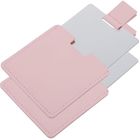 Miroir De Maquillage en Métal 2 Pièces Taille Compacte Rose Portable pour Femmes Usage Quotidien avec Couvercle Voyage (1/5)