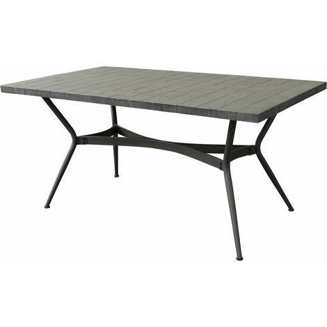 Tavolo rettangolare con piano in ceramica e base in acciaio 160x90xH75 cm per esterno Minosse