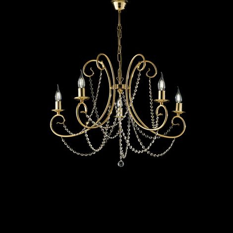 Magda Lampadario in ferro dorato 5 luci 115 Ø68 BL146-5-OR