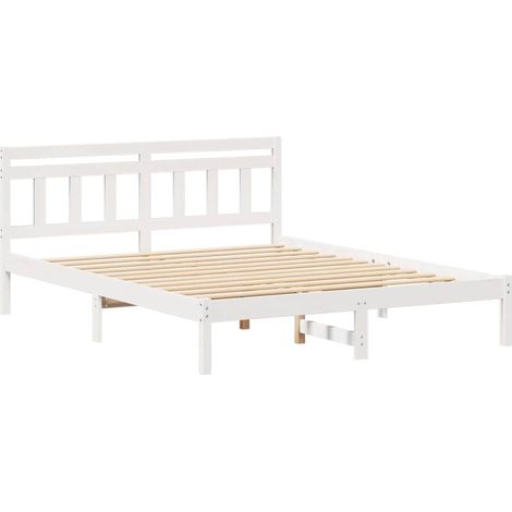 Lit adulte，Cadre de lit avec tête de lit Blanc Bois de pin CFW2314311 (1/5)