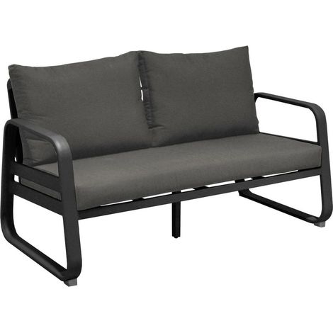 PROLOISIRS Canapé de jardin 2,5 places Tonio graphite/gris - Aluminium - coussins déhoussables