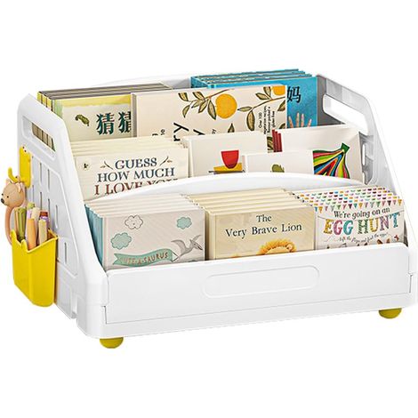 Étagère à 3 niveaux pour enfants, organisateur de livres et jouets, pour salle de jeux, chambre à coucher, garderie, salle de classe (blanc) (1/5)