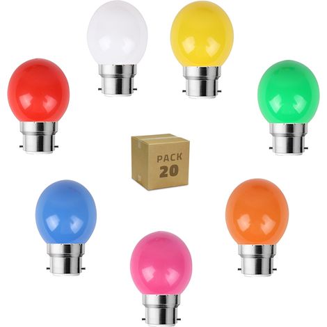 Pack 20 Bombillas LED B22 3W 240 lm G45 Monocolor Verde