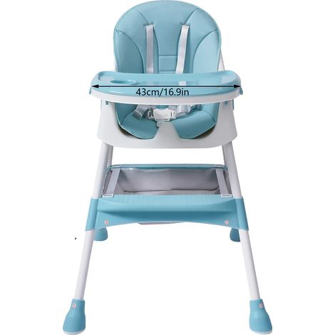 Chaise haute, plateau réglable, harnais de sécurité, vert (1/2)