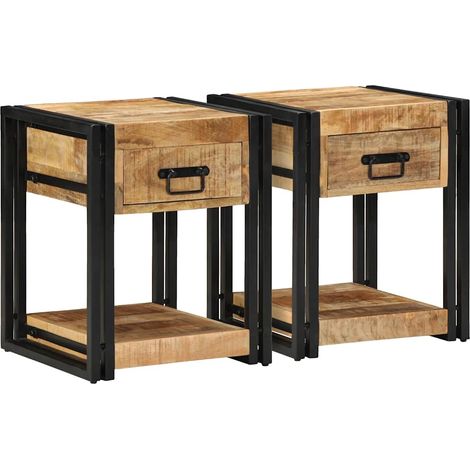vidaXL Comodini 2 pz 40x40x50 cm in Legno Massello di Mango Grezzo (1/5)