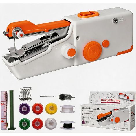 Machine à Coudre Portable, Mini Machine à Coudre Électrique Portable pour Débutant Adulte, Facile à Utiliser et Point Rapide Adapté Aux Vêtements, Tissus, Rideaux, DIY Accueil Voyage-Orange (1/5)