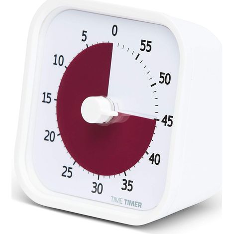 Time Timer Home MOD – Timer visivo da 60 minuti Home Edition – Homeschooling, Timer per tavolo da scuola, tavolo da ufficio e riunioni con funzionamento silenzioso (bianco foglio)
