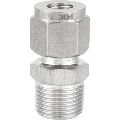 Raccord droit à olive en acier inoxydable ZG3/8, joint à sertir pour huile et air, 1 pièce, connexion filetée, adaptateur hydraulique robuste, taille 8mm, usage industriel et pneumatique. (1/5)
