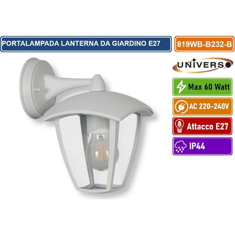 UNIVERSO  819WB-B232-B PORTALAMPADA LANTERNA DA GIARDINO WALL LAMP BIANCO DA MURO IP44 PER LAMPADINE E27 (1/2)