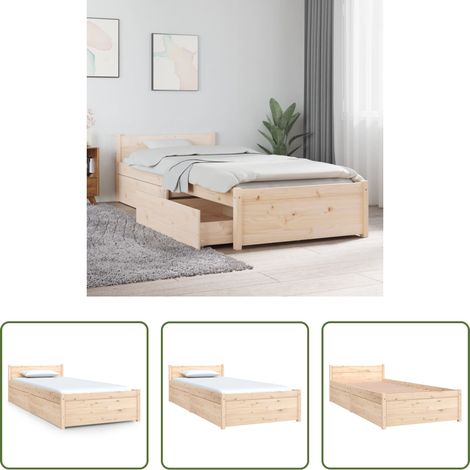 vidaXL Kiefernholzbett - Bett mit Schubladen 75x190 cm (1/5)