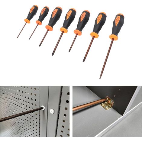 Set mit 7 Präzisions-Magnetschraubendrehern, bestehend aus 4 Schlitz- und 3 Kreuzschlitzschraubendrehern. Professionelles Schraubendreher-Set für Reparaturen. Inklusive Aufbewahrungstasche. (1/5)