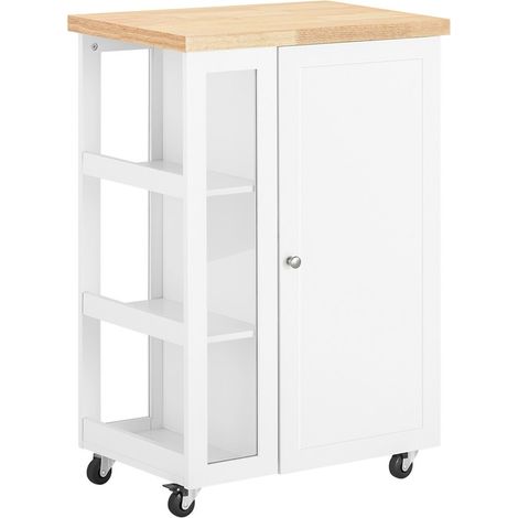 Carrito Auxiliar de Cocina Tres estantes y una Puerta 60x40x90cm Blanco FKW75-WN SoBuy ES (1/5)