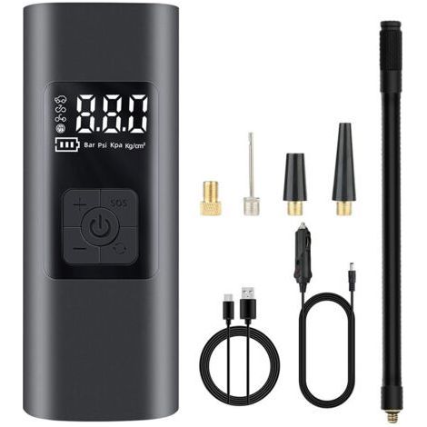 6000mAh Mini Compresseur Portatif Gonfleur de Pneu de Voiture 150Psi Pompe à vélo électrique avec SOS Light Pompe à air Rechargeable avec Grand écran LCD pour pneus de Voiture Boules de Moto (1/5)