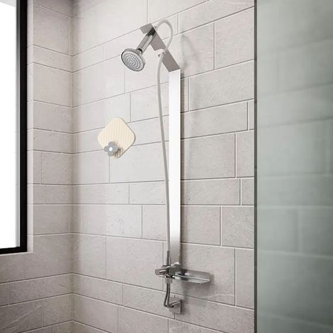 4 Stück selbstklebende Haken aus Kunststoff, wasserfest, nagelfrei, für Handtücher und Schlüssel, Wandaufhänger für Küche, Bad, Decke, Büro, milchig-weiß (1/5)