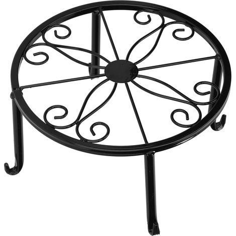 Étagère à plantes autoportante, à un niveau, support pour pots de fleurs pour balcon et salon (noir) (1/5)