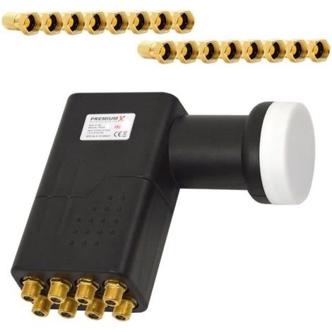 Tête LNB Universelle Octo - premiumX - pXO - 0,1 dB - 8 Participants - 16 Fiches Plaqué Or