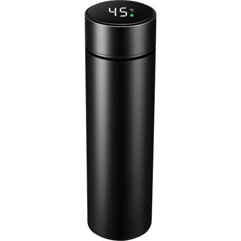 500-ml-Teekanne (schwarz), tragbare Wasserflasche, smarter Reisebecher mit LCD-Touchscreen, isoliert oder kältebeständig (1/5)