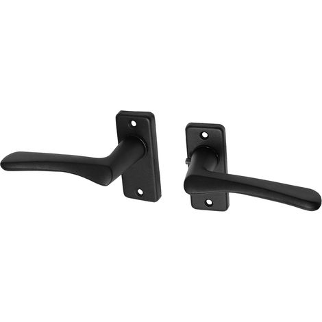 Poignée de porte noire sur rosace rectangulaire modèle papillon -